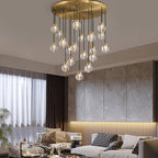 Pearl Carved Inciso Round Chandelier 38"