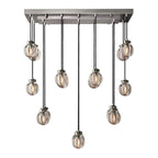 Pearl Carved Inciso Rectangle Chandelier 36"