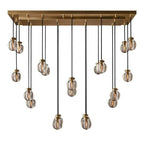 Pearl Carved Inciso Rectangle Chandelier 54"
