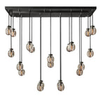 Pearl Carved Inciso Rectangle Chandelier 54"