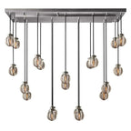 Pearl Carved Inciso Rectangle Chandelier 54"