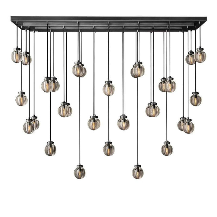 Pearl Carved Inciso Rectangle Chandelier 72"