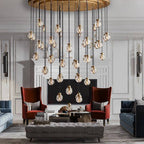 Pearl Carved Inciso Round Chandelier 60"