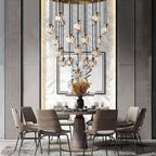 Pearl Carved Inciso Round Chandelier 60"