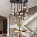 Pearl Carved Inciso Round Chandelier 38"