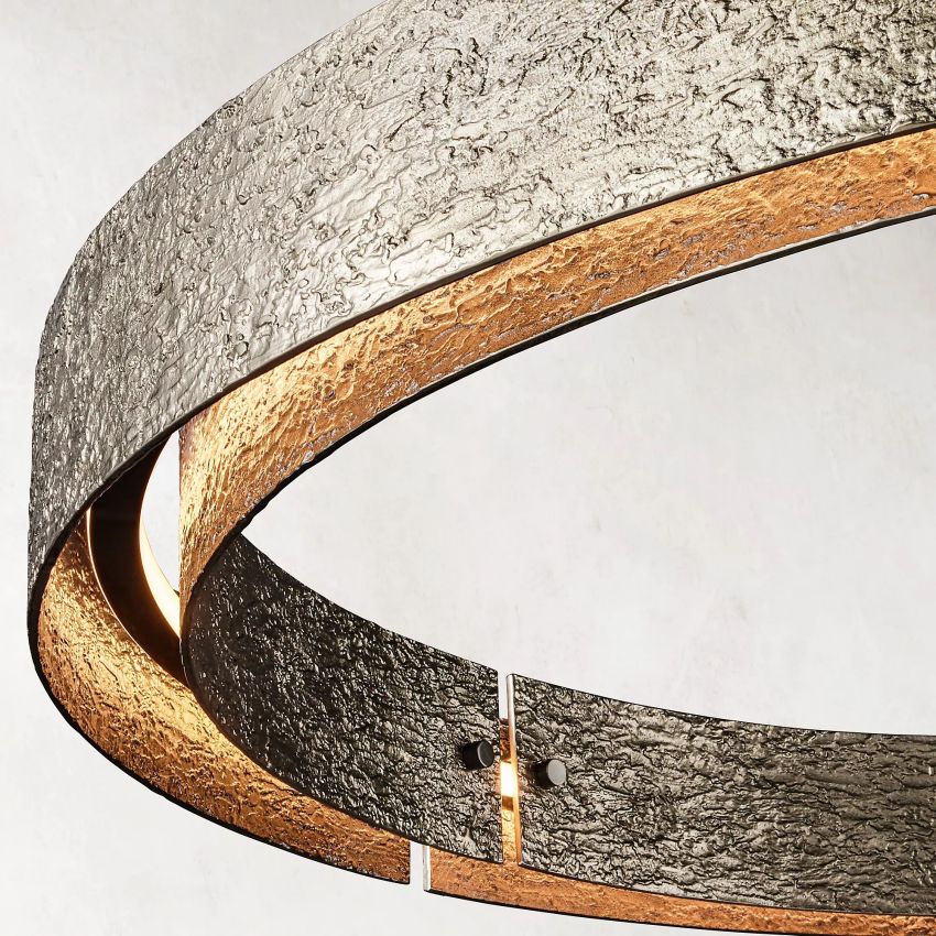Vouvray Etched Metal Round Chandelier 60"