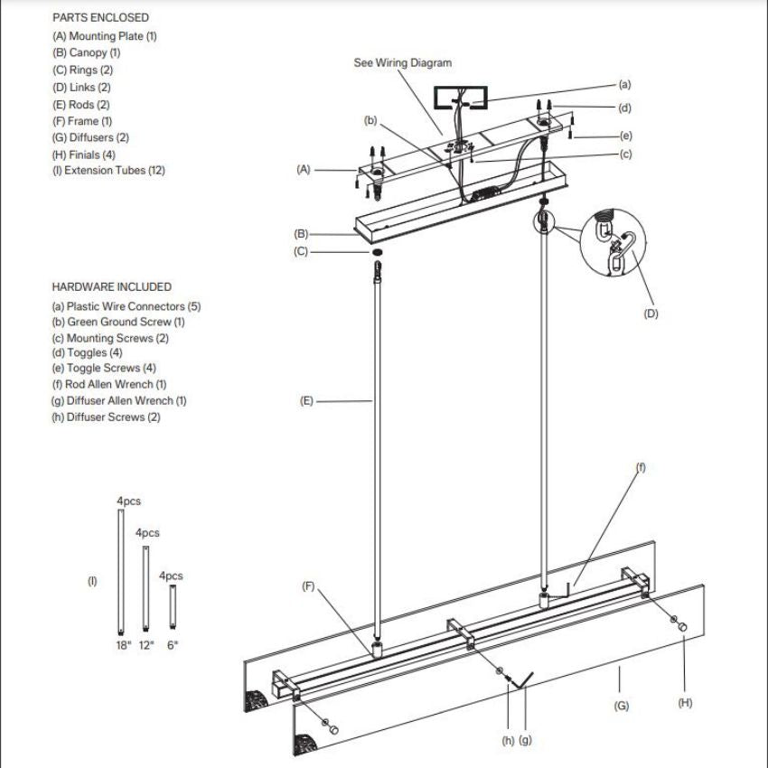Vouvray Etched Metal Linear Chandelier 54"