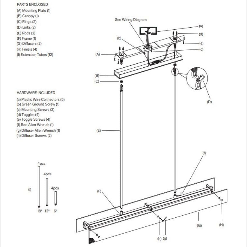 Vouvray Etched Metal Linear Chandelier 72"
