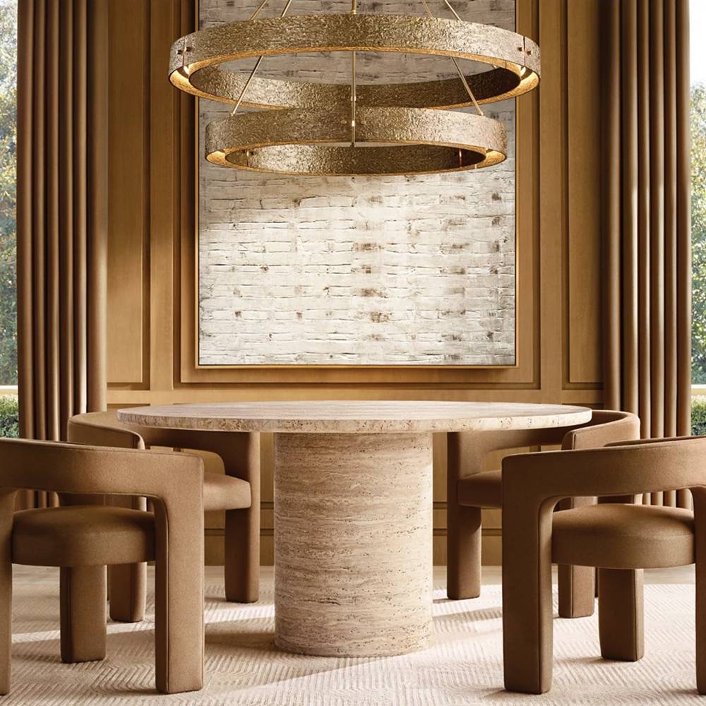 Vouvray Etched Metal Round Chandelier 36"