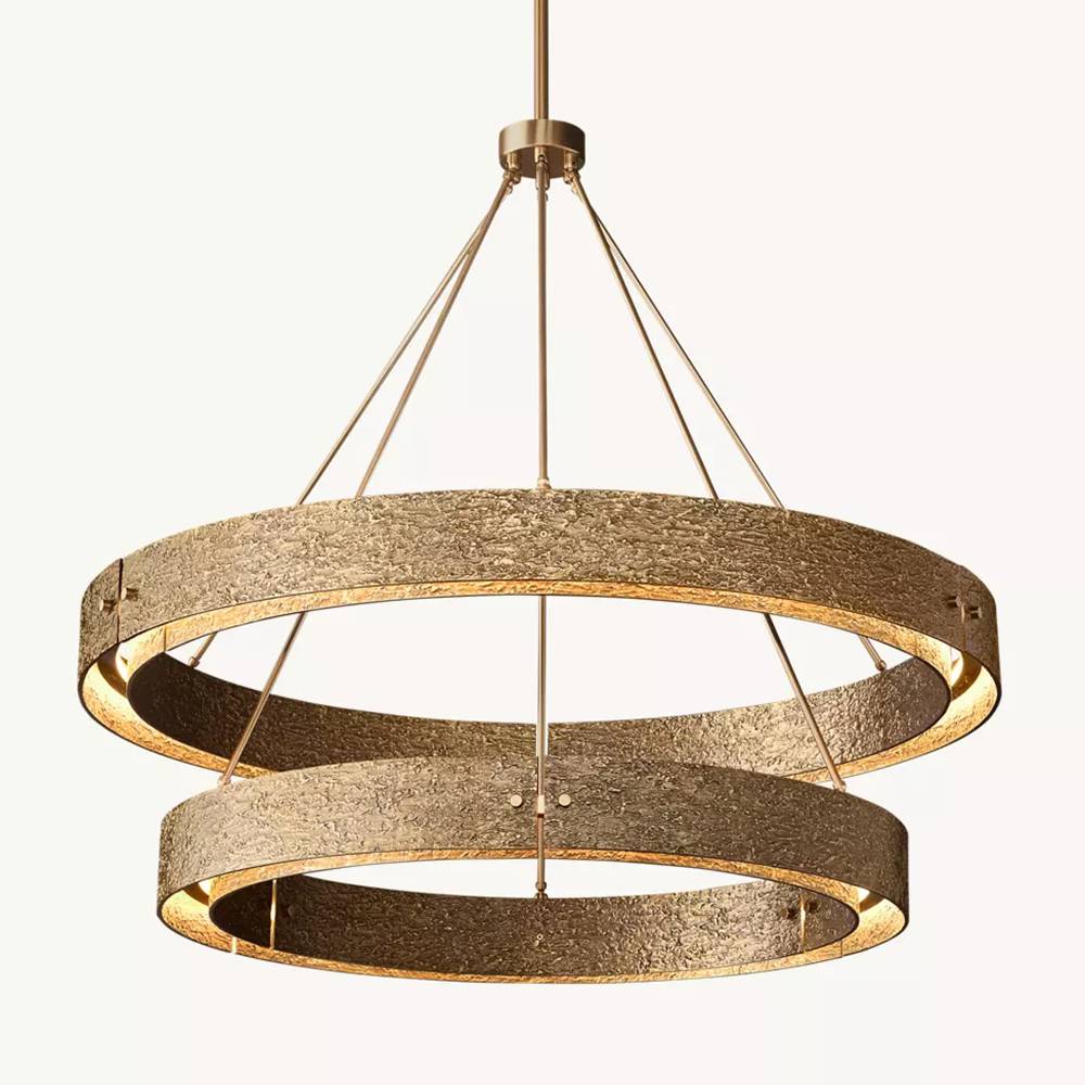 Vouvray Etched Metal Two-Tier Round Chandelier 48"