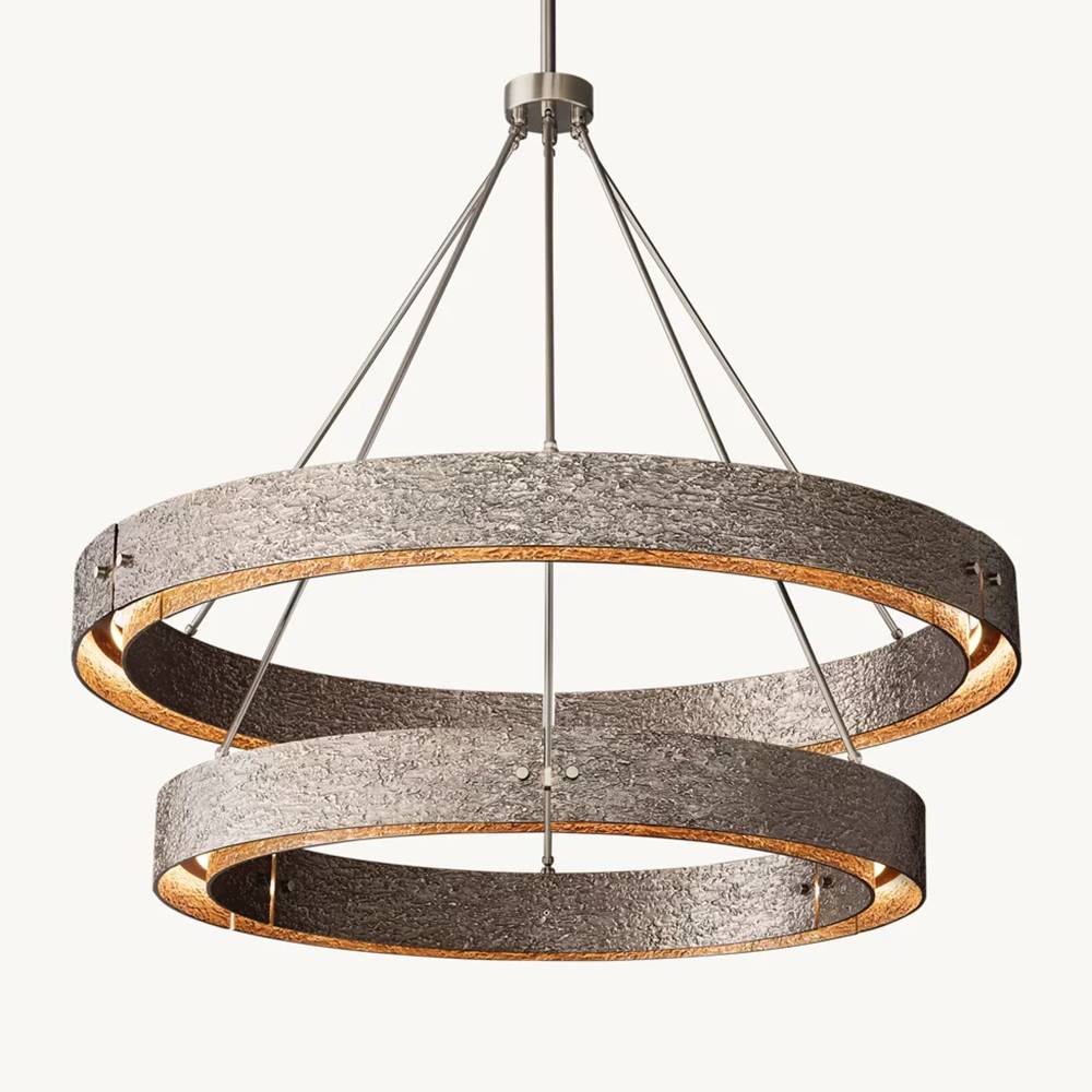Vouvray Etched Metal Two-Tier Round Chandelier 60"