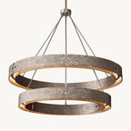 Vouvray Etched Metal Two-Tier Round Chandelier 72"