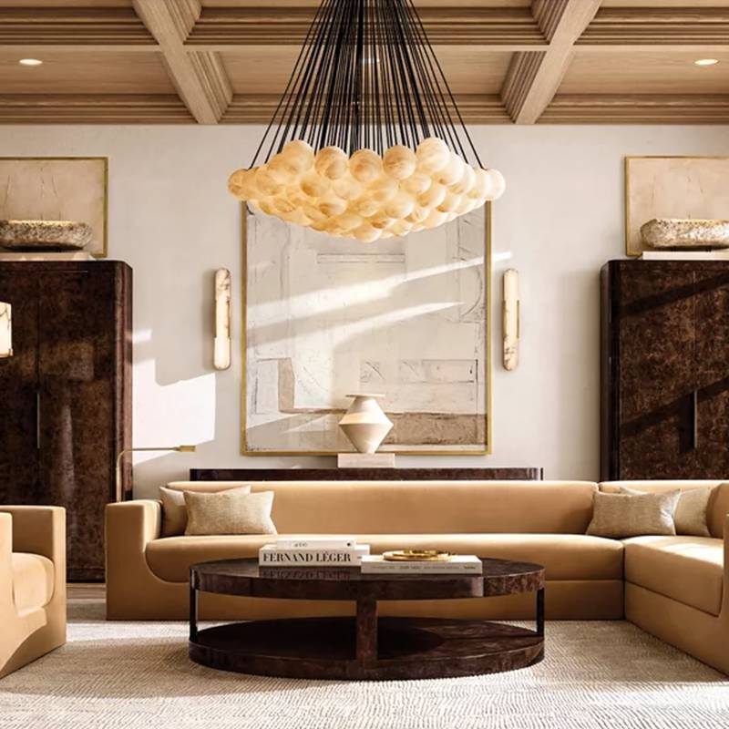 Etoelis Cluster Alabaster Round Chandelier