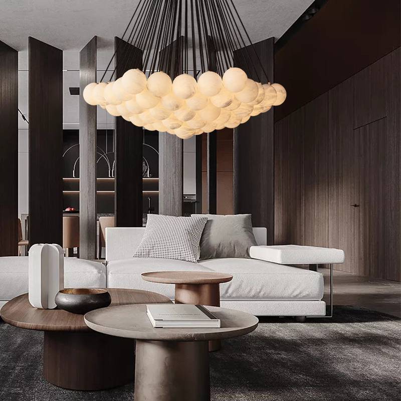 Etoelis Cluster Alabaster Round Chandelier