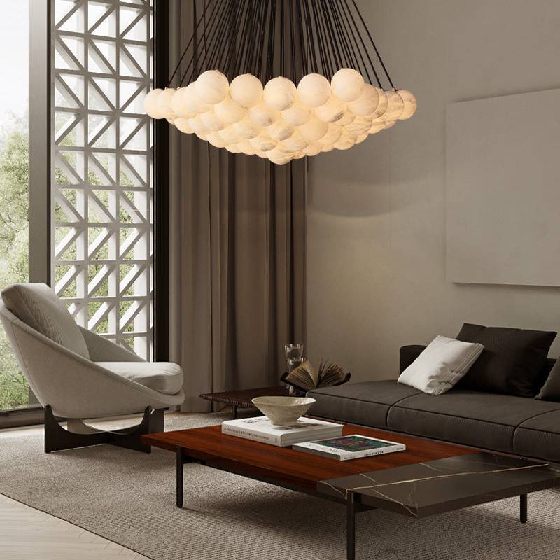 Etoelis Cluster Alabaster Round Chandelier