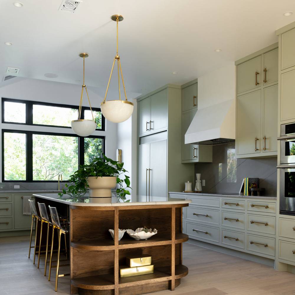 Halver Alabaster Dome Pendant Light