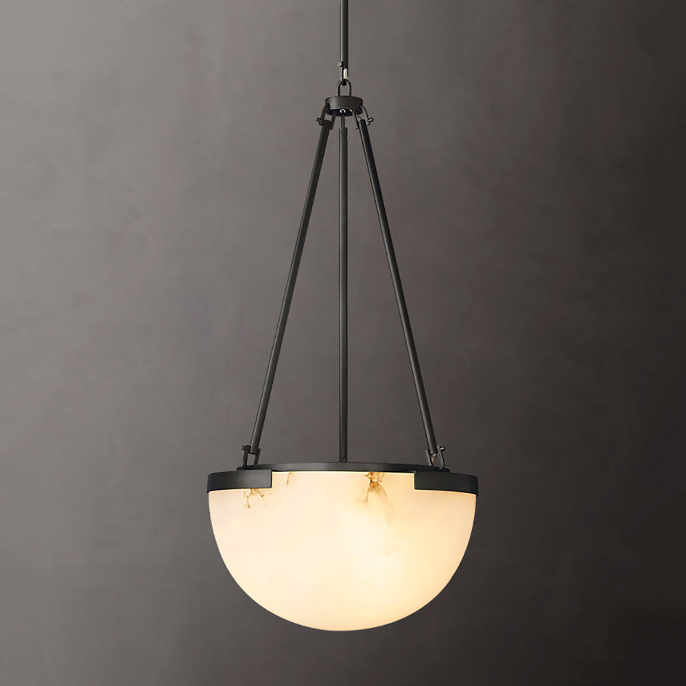 Halver Alabaster Dome Pendant Light