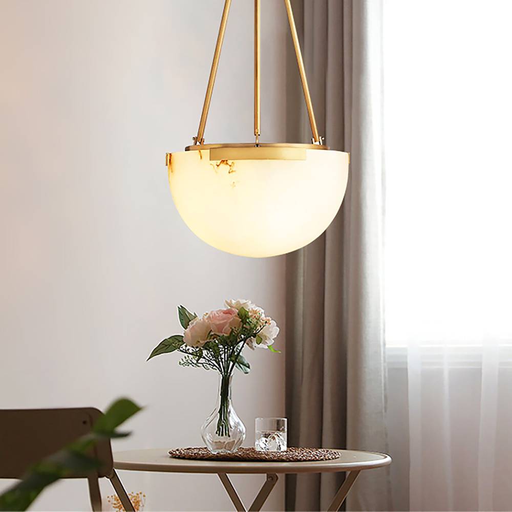 Halver Alabaster Dome Pendant Light