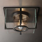 Petrus Structured Glass Square Flush Mount