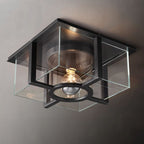 Petrus Structured Glass Square Flush Mount