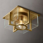 Petrus Structured Glass Square Flush Mount