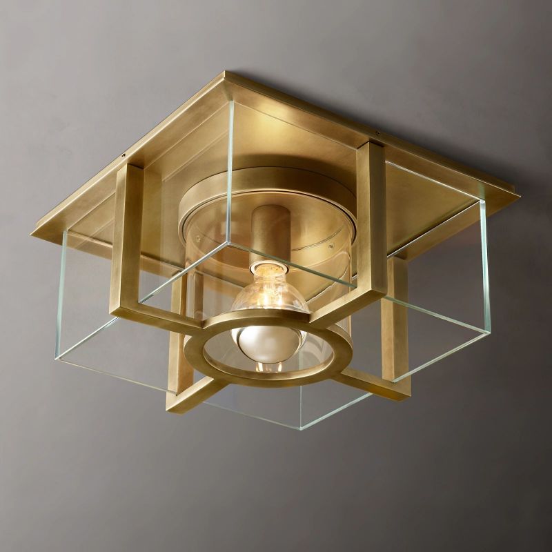 Petrus Structured Glass Square Flush Mount