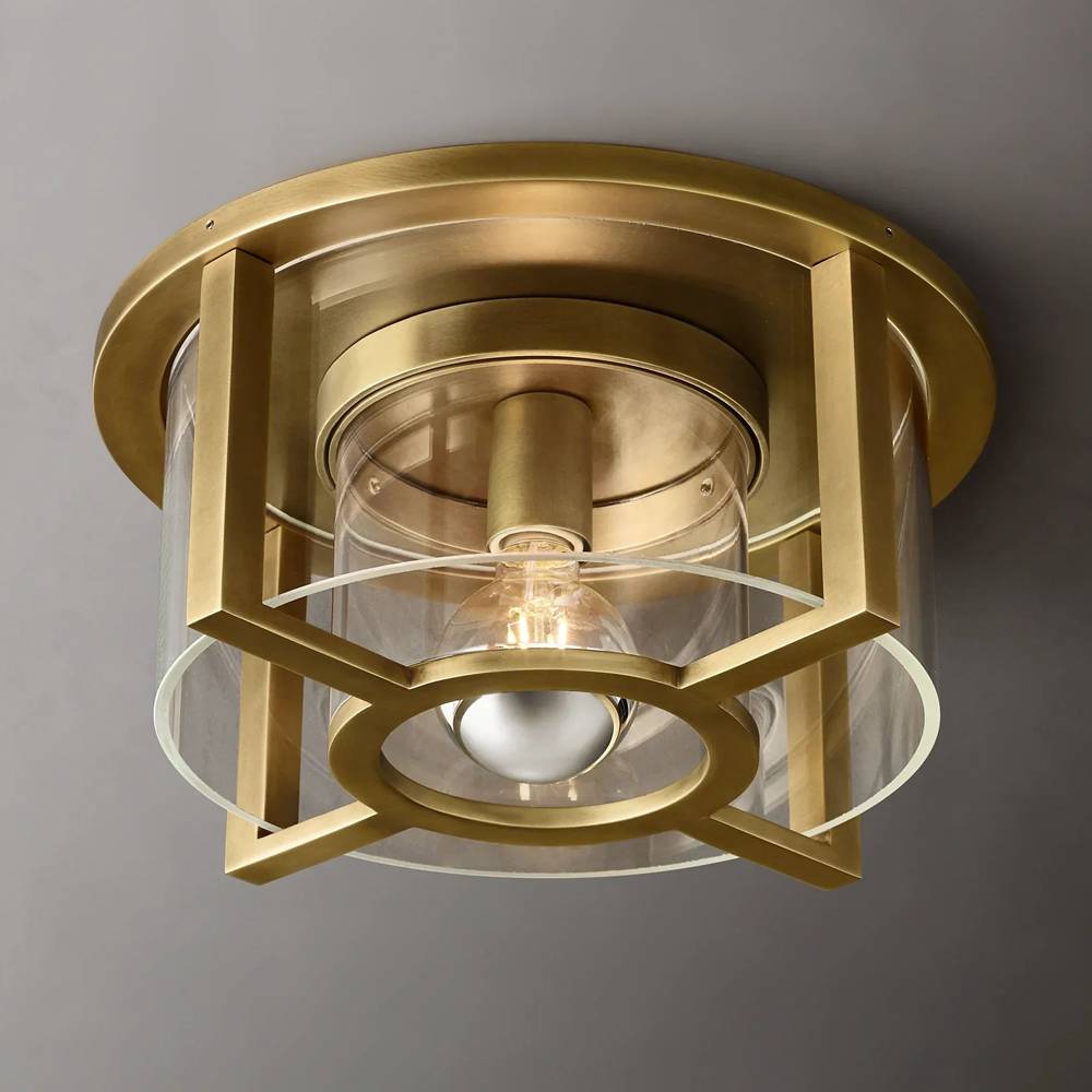 Petrus Structured Glass Round Flush Mount