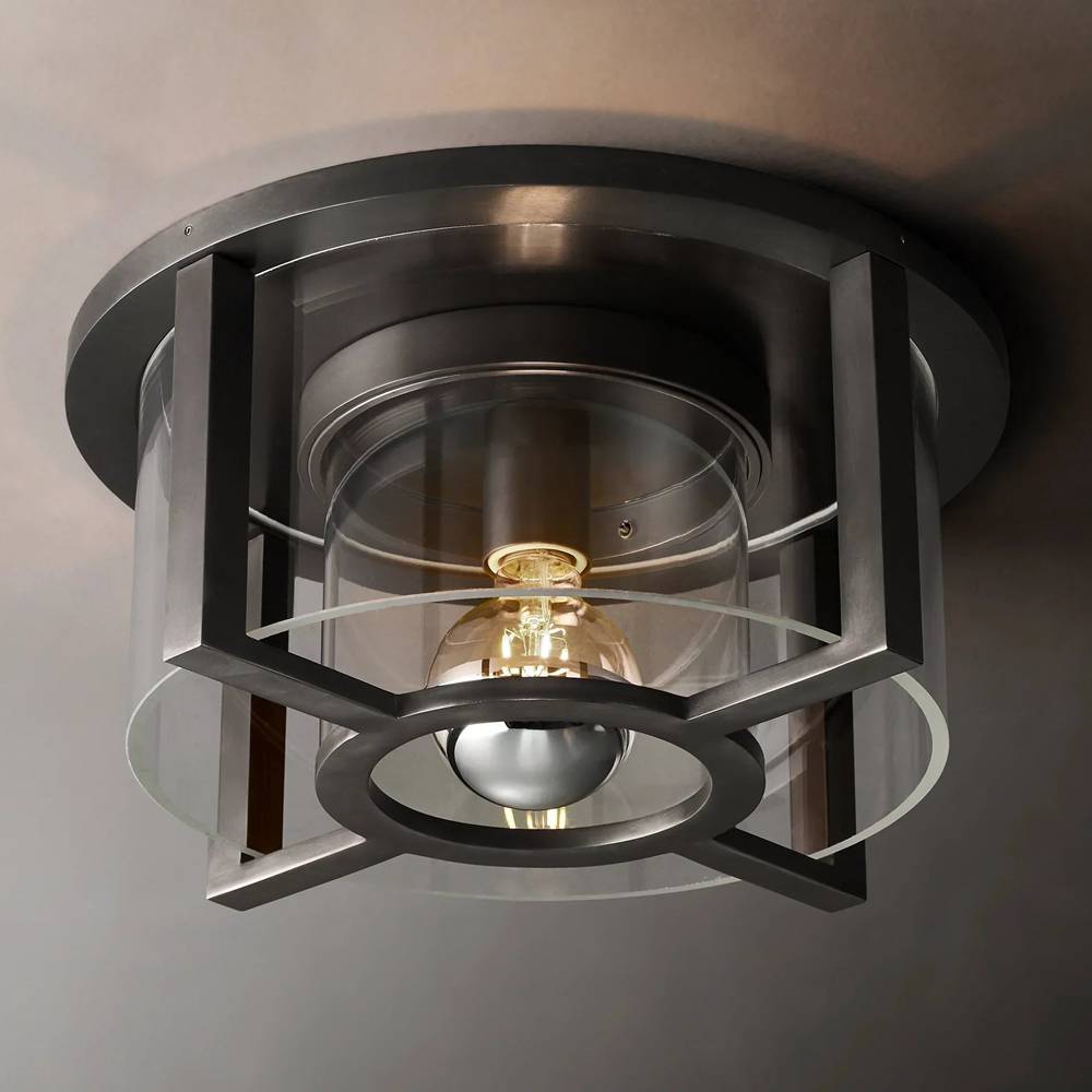 Petrus Structured Glass Round Flush Mount