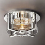 Petrus Structured Glass Round Flush Mount
