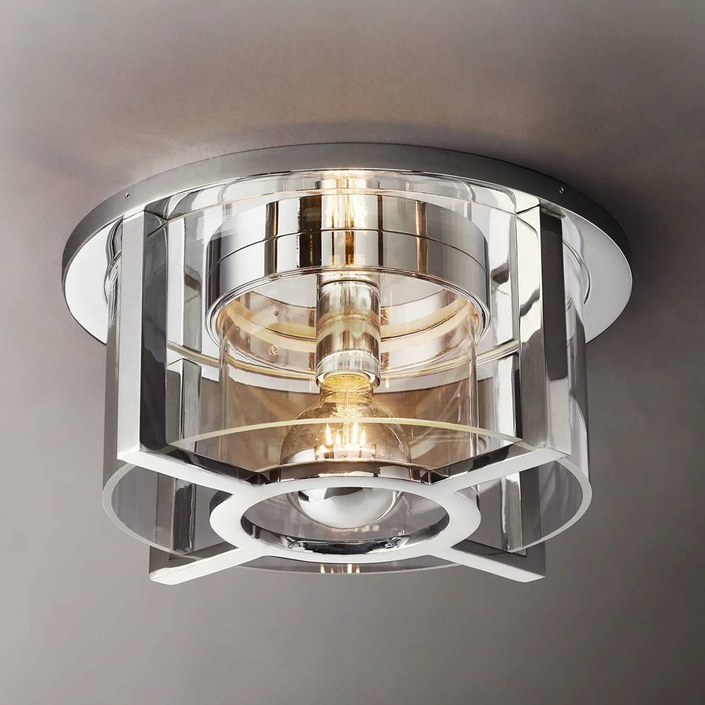 Petrus Structured Glass Round Flush Mount