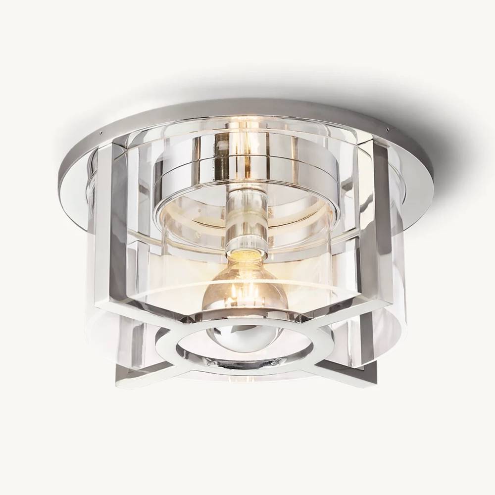Petrus Structured Glass Round Flush Mount