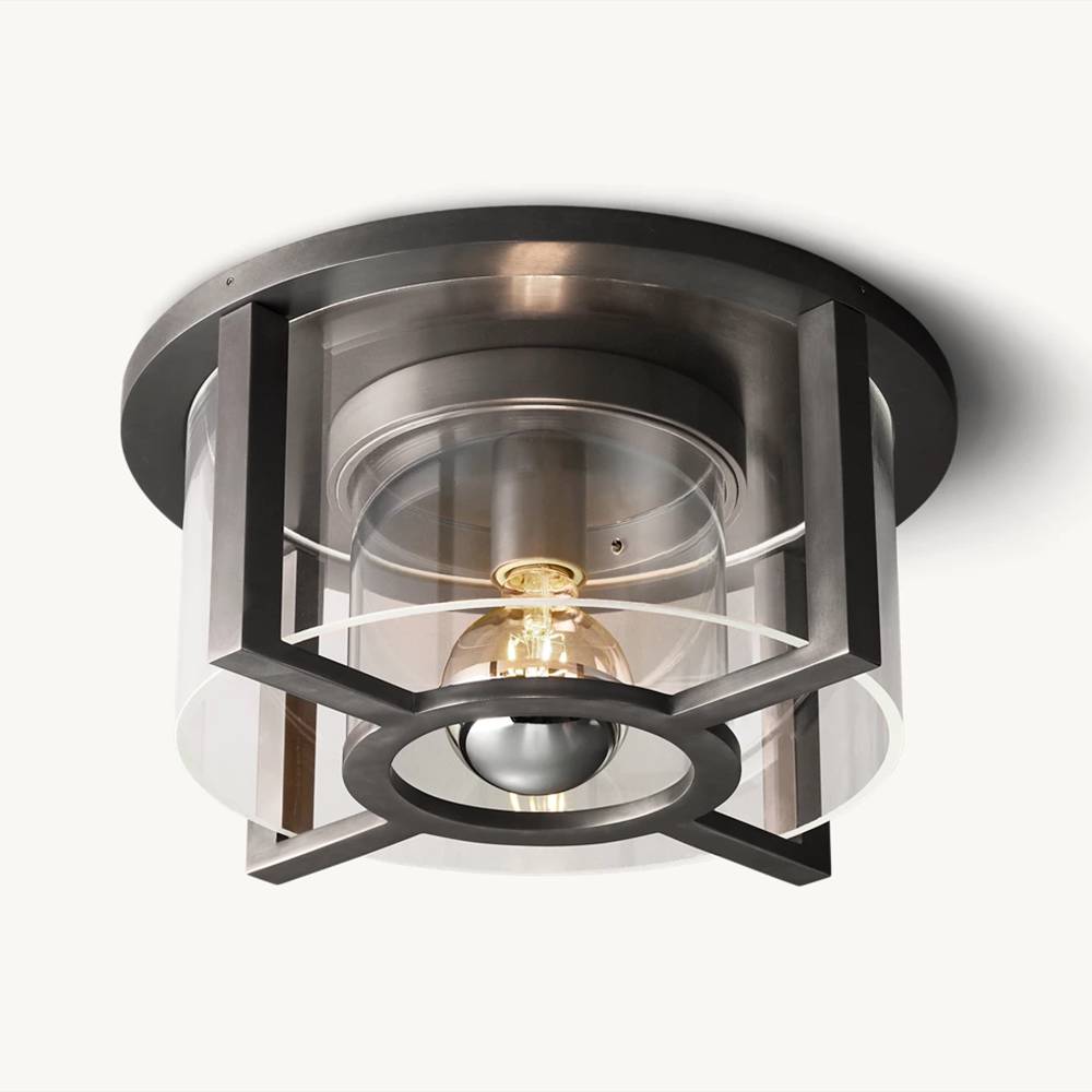 Petrus Structured Glass Round Flush Mount