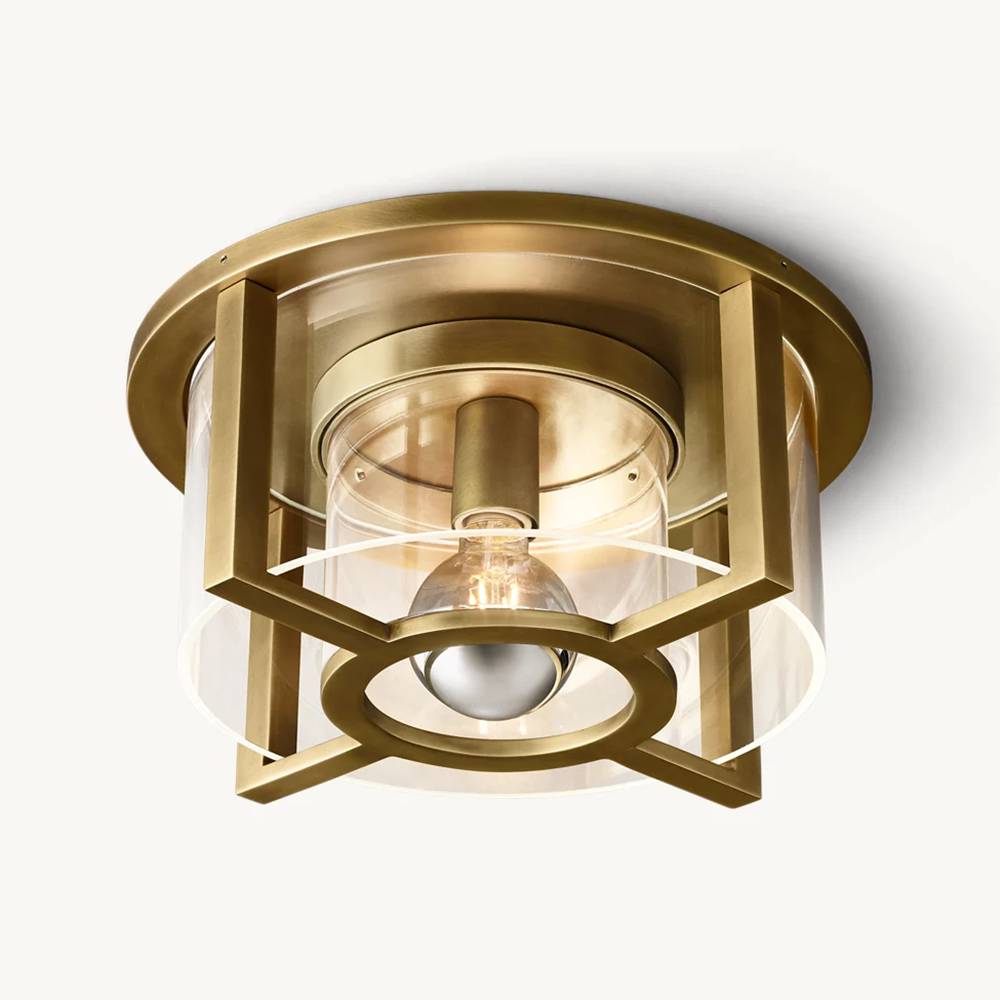 Petrus Structured Glass Round Flush Mount