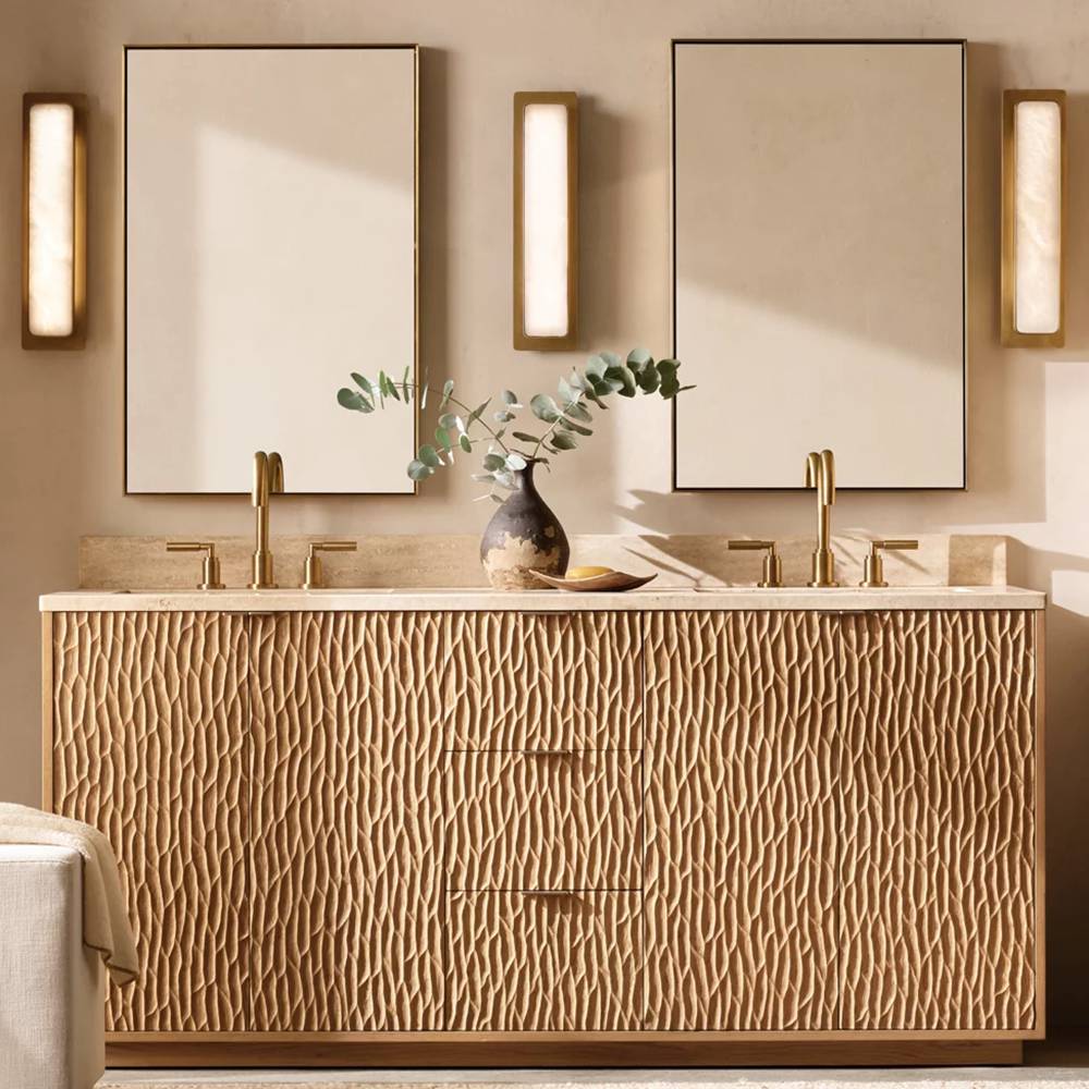 Halver Alabaster Panel Linear Wall Sconce