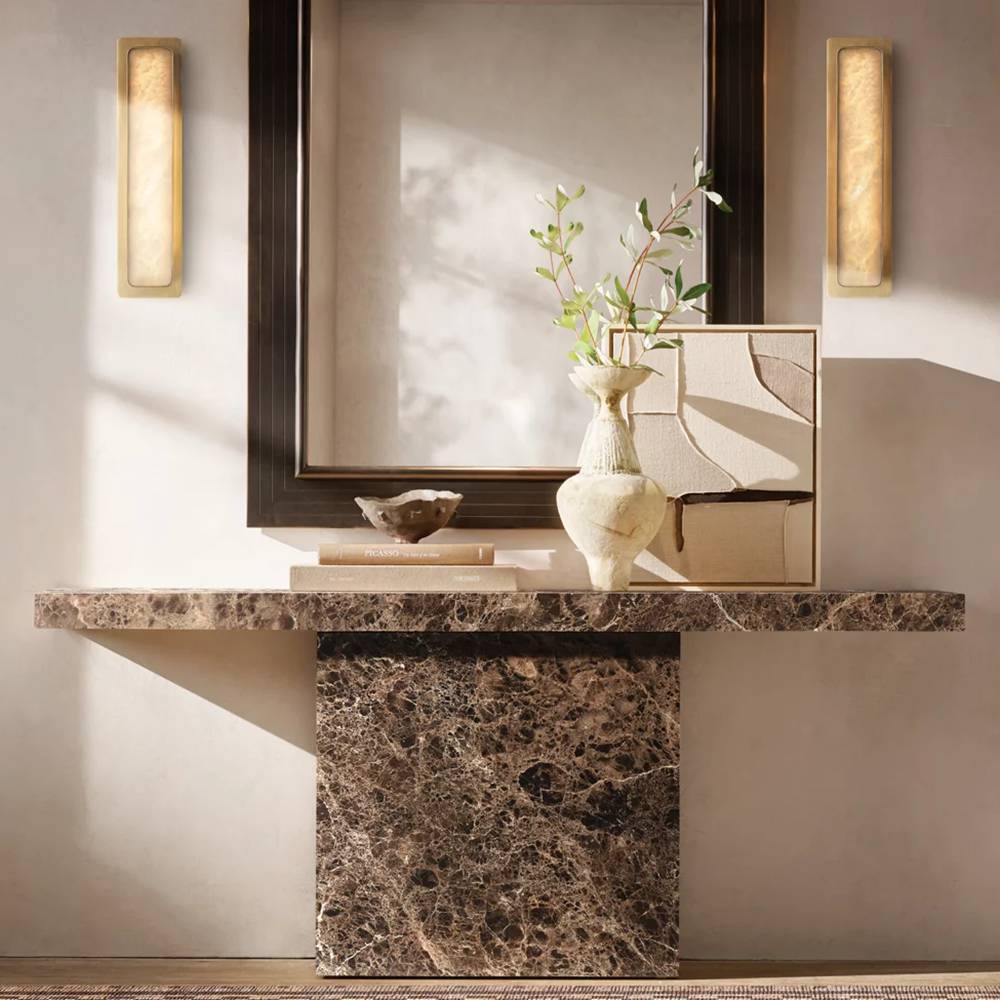 Halver Alabaster Panel Linear Wall Sconce