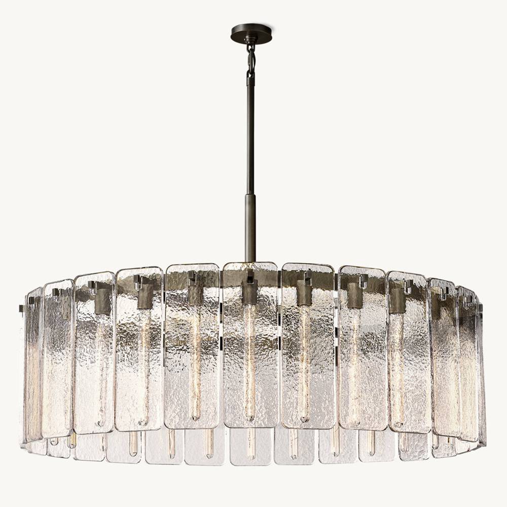 Calamette Striated Glass Round Chandelier 48"