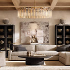 Calamette Striated Glass Round Chandelier 60"
