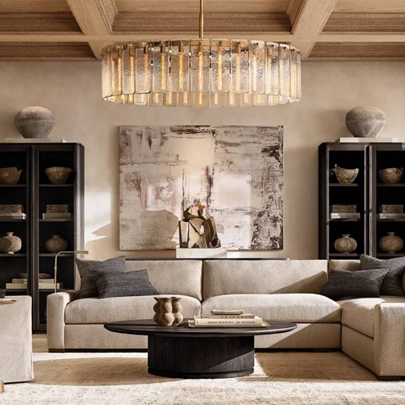 Calamette Striated Glass Round Chandelier 36"