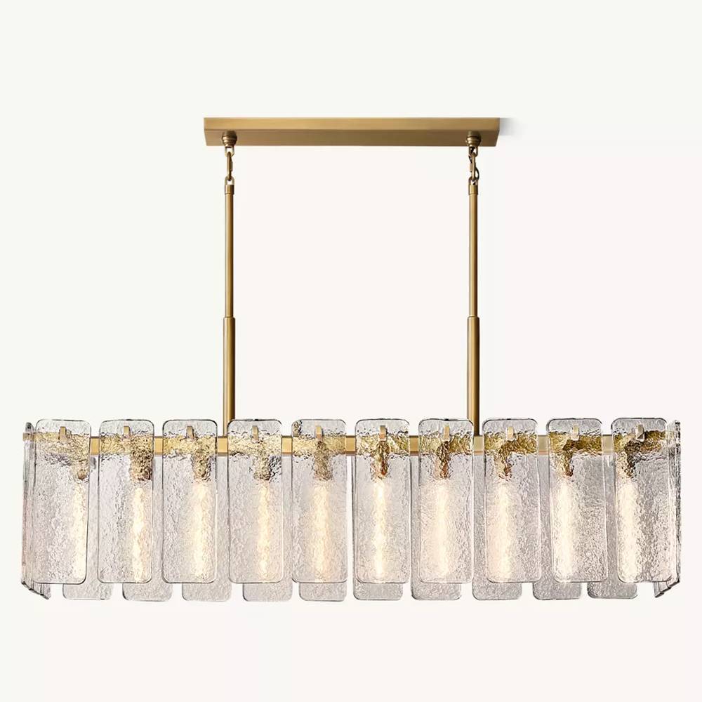Calamette Striated Glass Rectangular Chandelier 60"