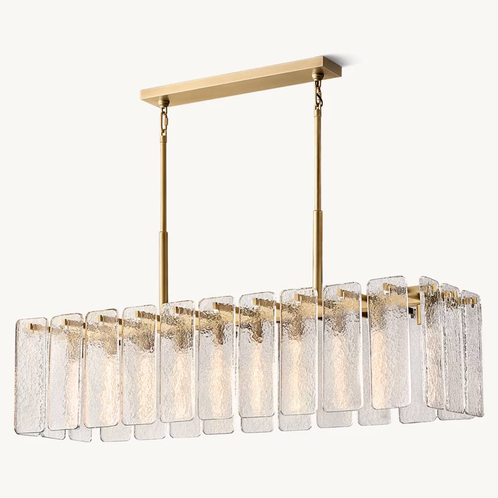 Calamette Striated Glass Rectangular Chandelier 60"