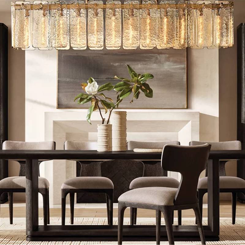 Calamette Striated Glass Rectangular Chandelier 60"