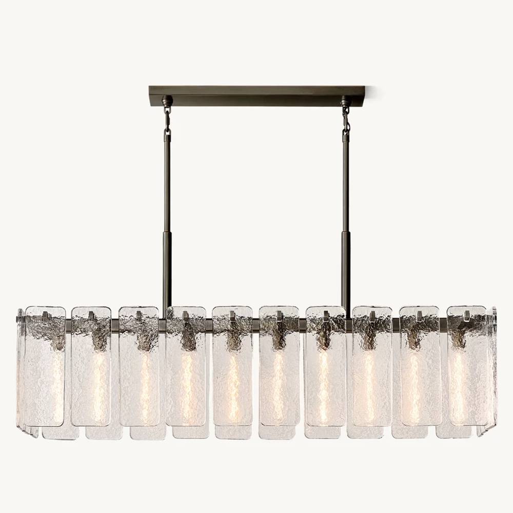 Calamette Striated Glass Rectangular Chandelier 60"