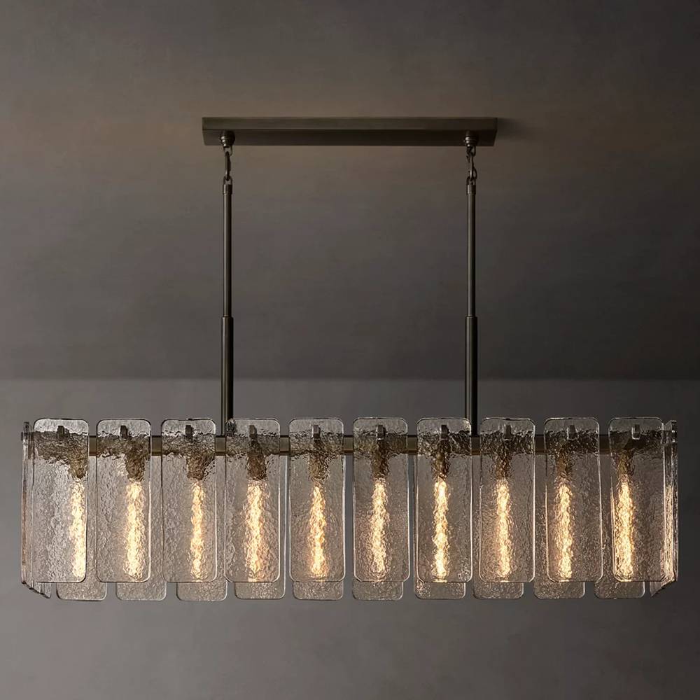 Calamette Striated Glass Rectangular Chandelier 60"