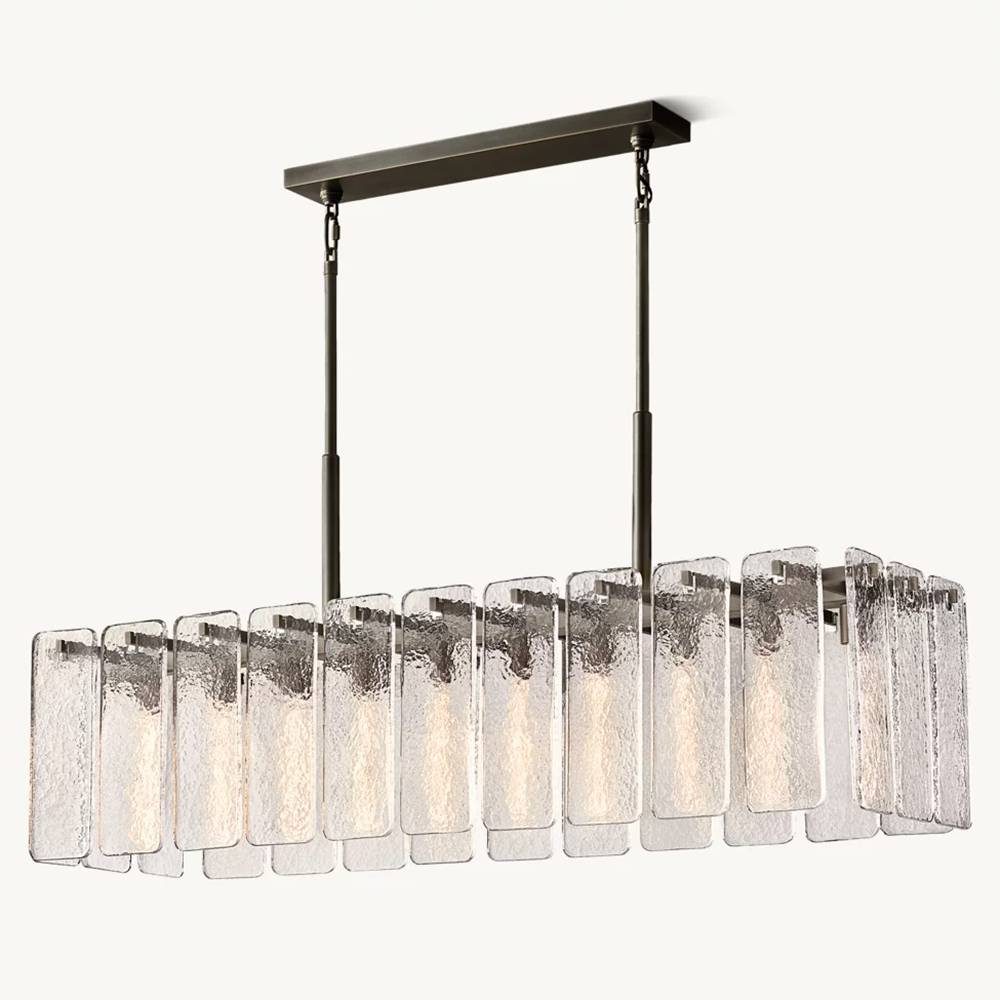 Calamette Striated Glass Rectangular Chandelier 60"