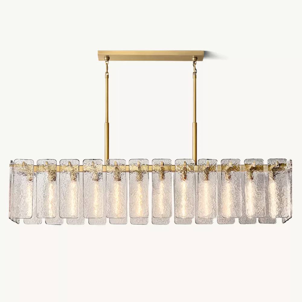 Calamette Striated Glass Rectangular Chandelier 72"