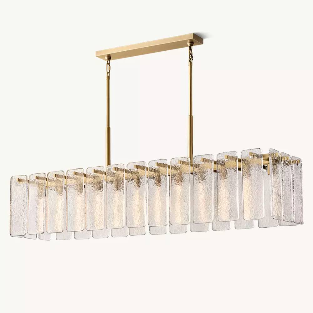 Calamette Striated Glass Rectangular Chandelier 72"