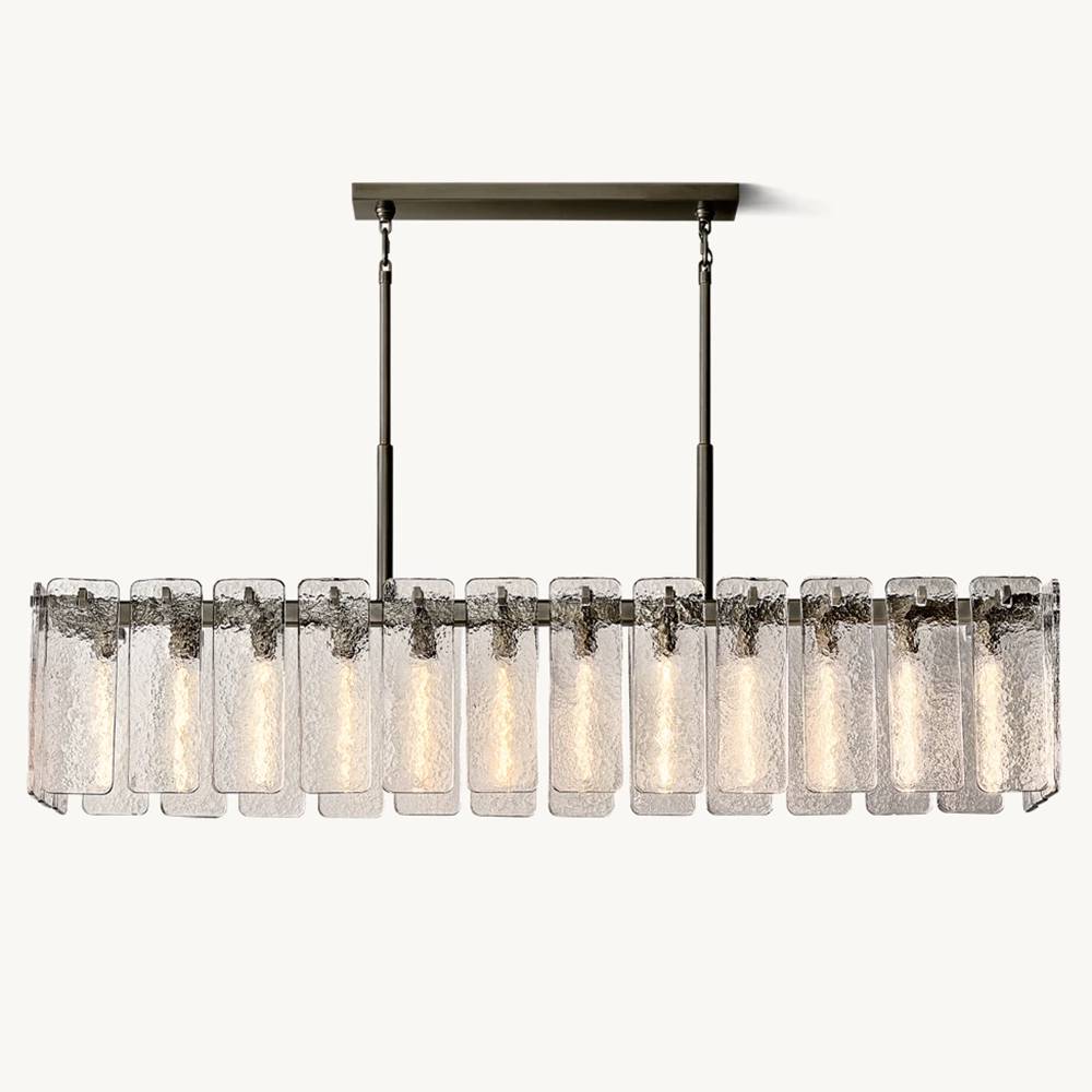 Calamette Striated Glass Rectangular Chandelier 72"