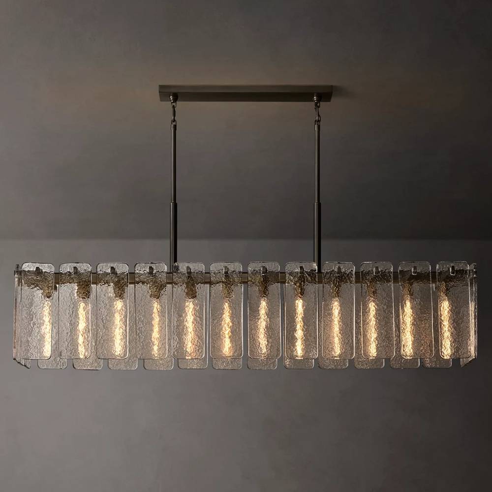 Calamette Striated Glass Rectangular Chandelier 72"