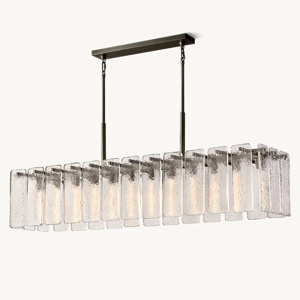 Calamette Striated Glass Rectangular Chandelier 72"