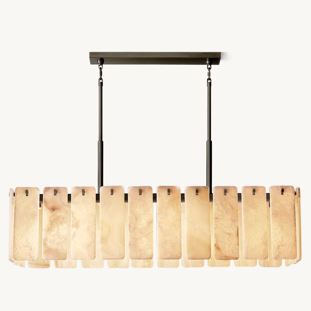 Calamette Striated Onyx Rectangular Chandelier 60"